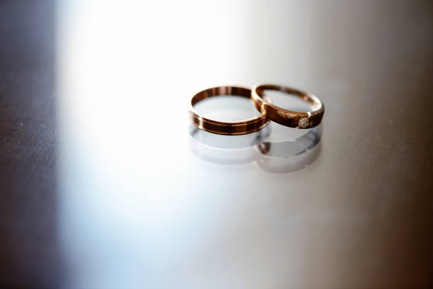 istock Beautiful wedding rings for bride and groom 836380182