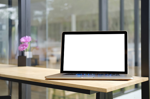 Computer Department Display Mock Up Computer Display For Mockup In Office Interior Stock Photo ...