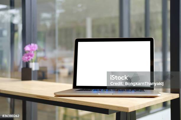 Mock Up Computer Display For Mockup In Office Interior Stock Photo - Download Image Now