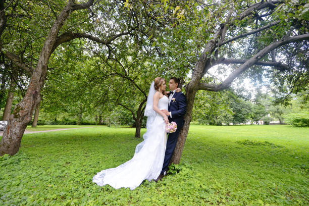 istock Wedding couple on the nature is hugging each other 836383576