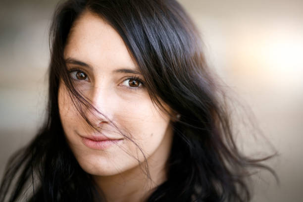 Smiling woman portrait with blurred background