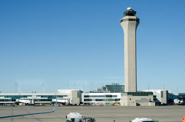 istock Airport control tower with clear blue skys 836394564
