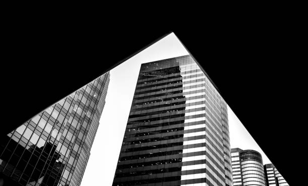 istock Modern office building detail, glass surface with B&W color 836394848