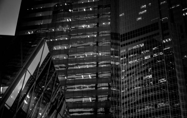 istock Modern office building detail, glass surface with B&W color 836394854