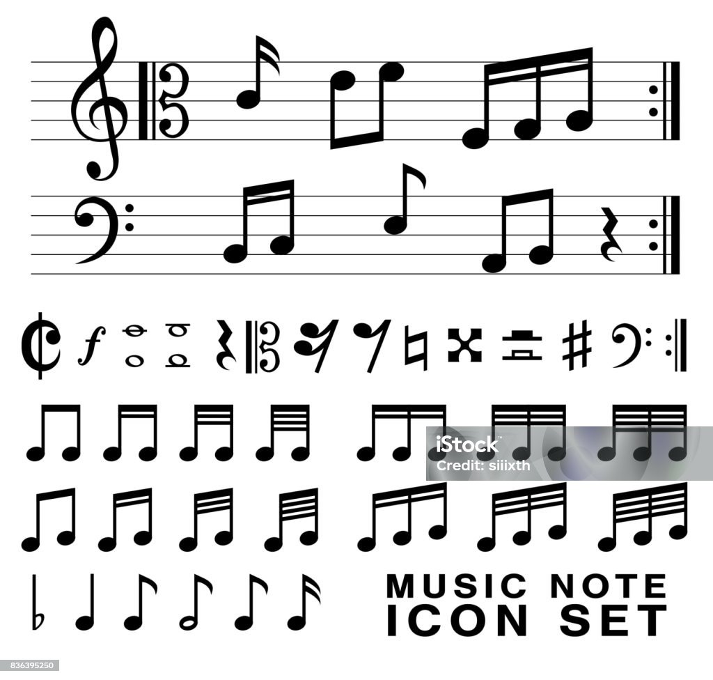 symbole de notes de musique standard set vector eps10 - clipart vectoriel de Note de musique libre de droits