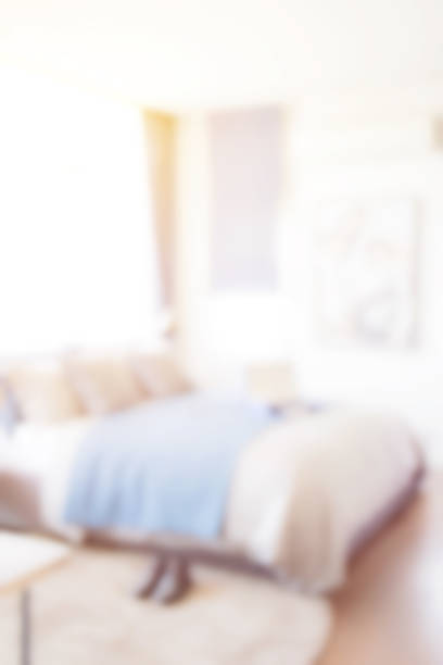 istock Defocus blue scheme bedroom interior with briefcase on bed 836397812