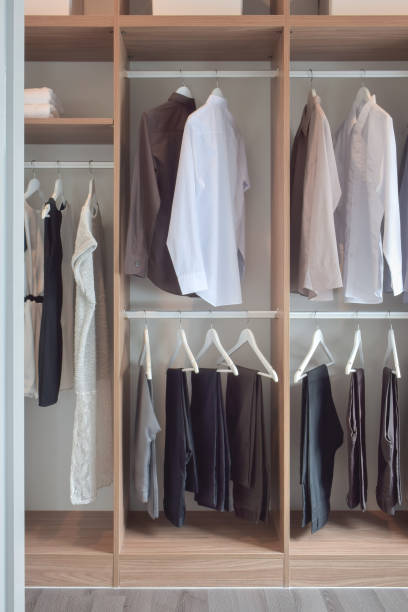 istock Classic gentleman wardrobe with warm natural light 836398208