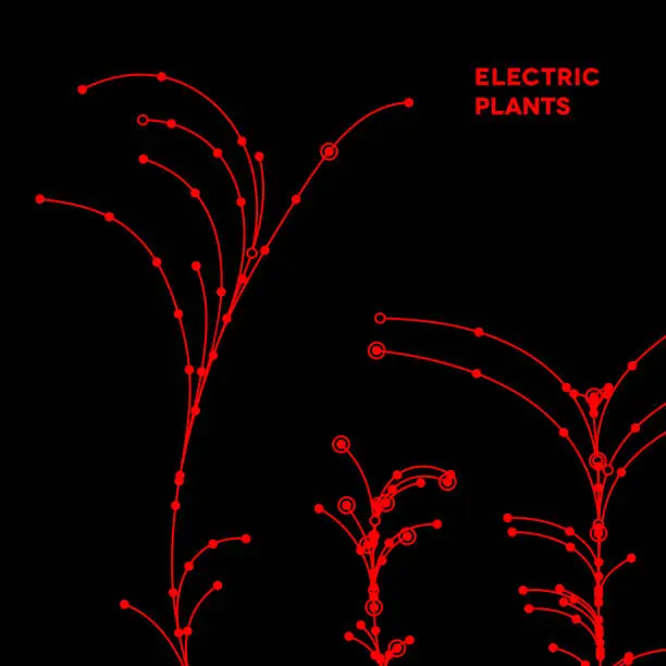 Vector illustration of Wire grid trees made of connected dots