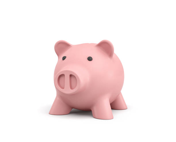3d rendering of a pink ceramic piggy bank isolated on white background