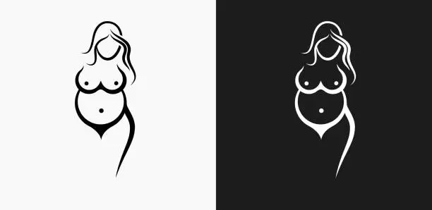 Vector illustration of Woman's Body Icon on Black and White Vector Backgrounds