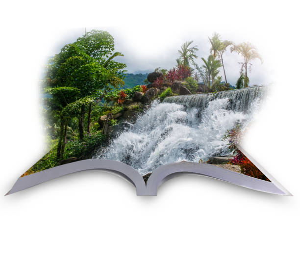 istock waterfall in book isolated on white with clip path 836405388