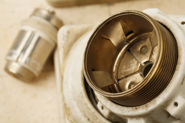 istock Vintage Electrical Fuse Power supply box The old ceramic 160A fuses on a wall DIY 836429528