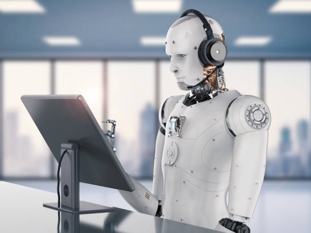 istock robot working with headset and monitor 836430768