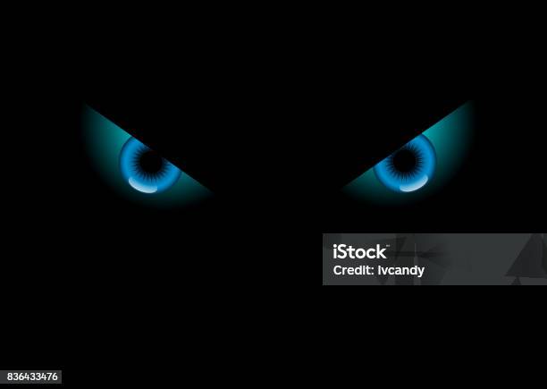 Animal Eyes In Dark Stock Illustration - Download Image Now - Eye, Wolf, Horror