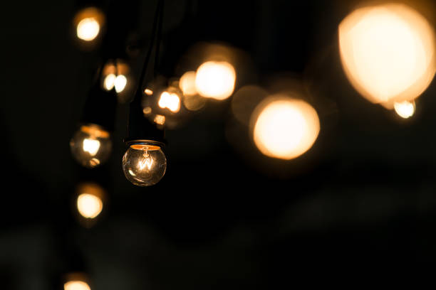 istock Retro light bulb hanging with dark space background for your decoration, concept of creativity 836438260