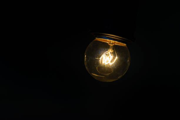 istock Retro light bulb hanging with dark space background for your decoration, concept of creativity 836438492