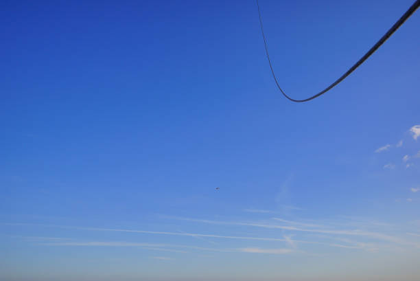 View from a hot air balloon, a rope leads to heaven, Zealand, Denmark, August 14, 2017