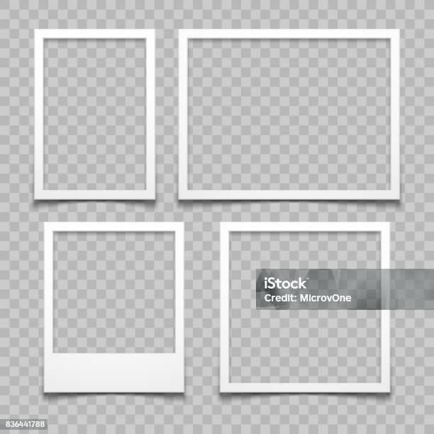 Photo Frames With Realistic Drop Shadow Vector Effect Isolated Image Borders With 3d Shadows Stock Illustration - Download Image Now