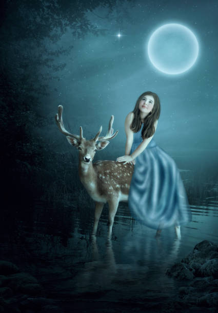 istock Little girl and deer 836444964