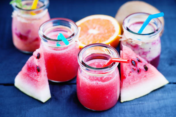 istock Jars with smoothies and fruits 836445790