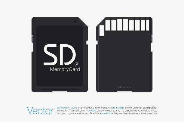 トップ ビュー sd メモリー カード メモリ チップ白で隔離 - digital camera点のイラスト素材／クリップアート素材／マンガ素材／アイコン素材