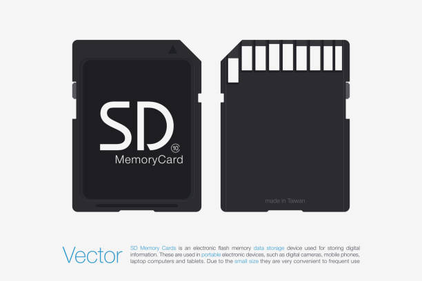 ilustrações de stock, clip art, desenhos animados e ícones de top view sd memory card. memory chip isolated on white - memory card