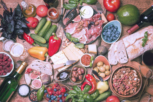istock Top view table full of food 836453200