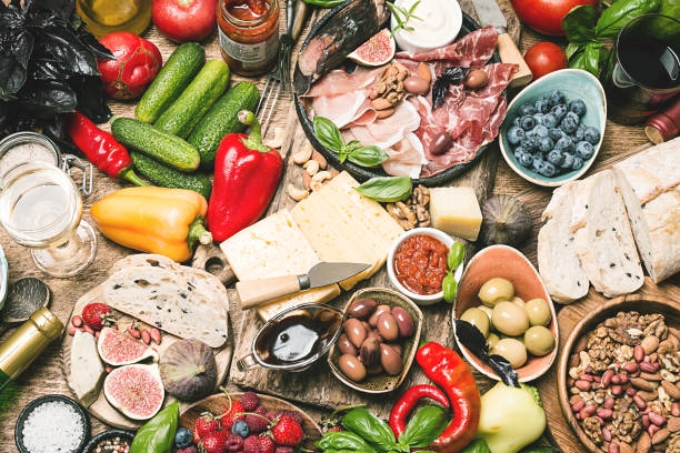 Top view table full of food