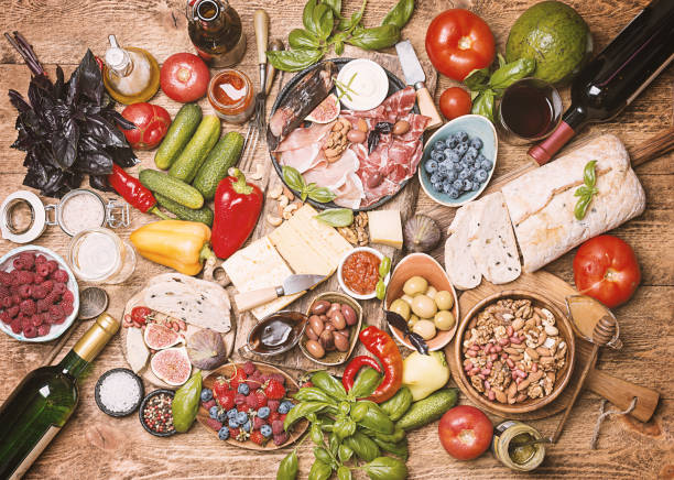 istock Top view table full of food 836453928