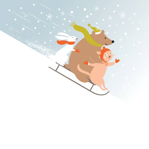 рождественская открытка - животное sleigh stock illustrations