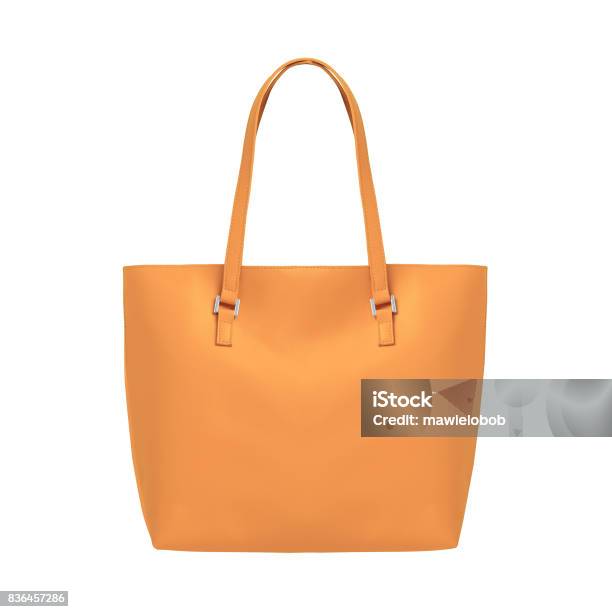 Orange Elegante Leder Tasche Schultertasche Isoliert Weiß Stockfoto und mehr Bilder von Henkeltasche