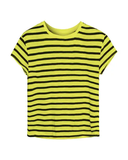 Yellow and black sport stripped t shirt isolated white