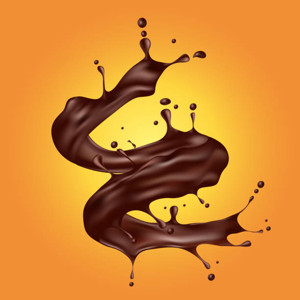 ilustraciones, imágenes clip art, dibujos animados e iconos de stock de ilustración de vector de un chapoteo de espiral de color marrón chocolate en un estilo realista. - backgrounds brown close up cooking