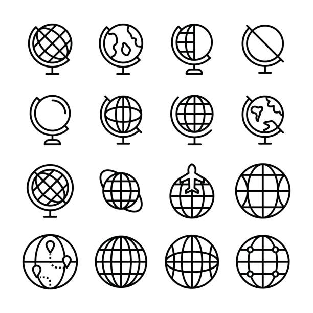 Globe, World Line Vector Icons Set Here is a very useful collection of world globes line vector icons, that you are sure to find many great uses for. Enjoy! desktop globe stock illustrations