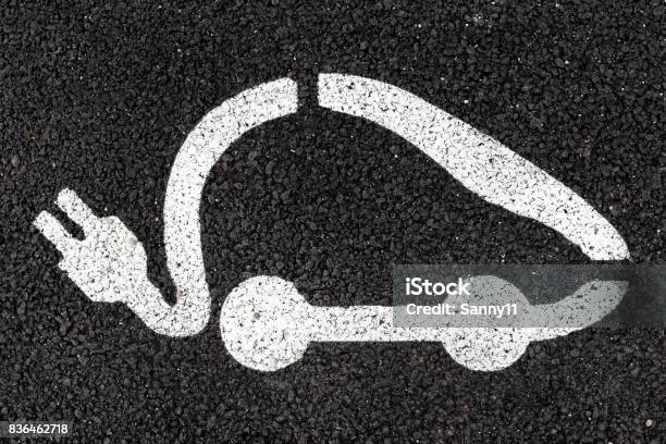 Electric Vehicle Charging Sign Stock Photo - Download Image Now - Letter E, Car, Charging