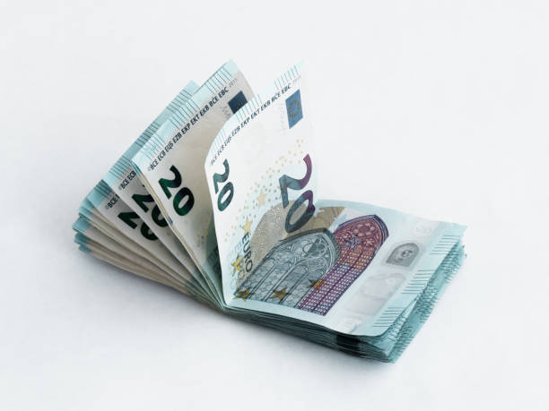 istock Stack of banknotes worth 20 Euro isolated on a  white background 836465256