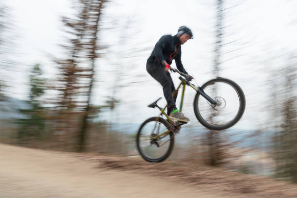 istock Mountain biker in the woods 836465478