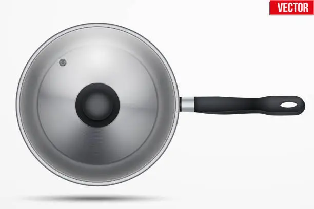 Vector illustration of Classic stainless steel fry pan