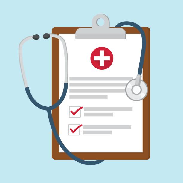 Medical clipboard with stethoscope Medical clipboard with stethoscope medical clipboard stock illustrations