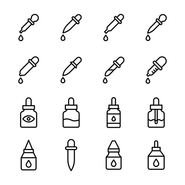 illustrations, cliparts, dessins animés et icônes de pipette ligne vector icons set - pipette