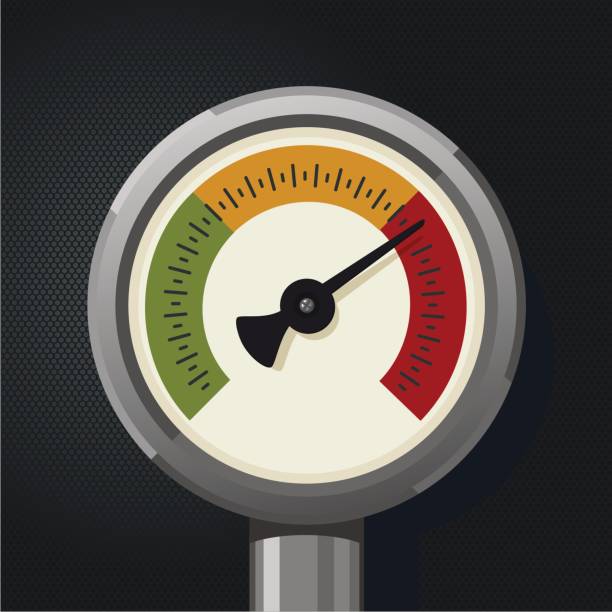 manometr retro. realistyczny manometr vintage. metalowy czujnik ciśnienia. - pressure gauge stock illustrations