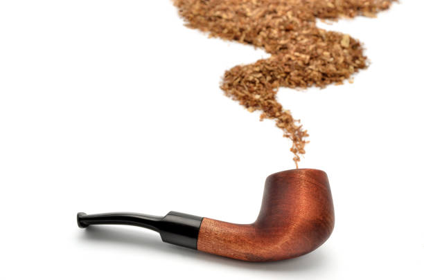 Smoking pipe and tobacco isolated on white background Smoking pipe and tobacco isolated on white background. nicotiana rustica photos stock pictures, royalty-free photos & images