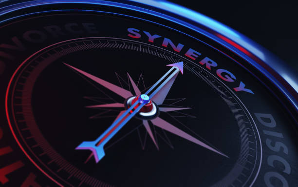 istock Synergy Concept: Arrow of A Compass Pointing Synergy Text 836486992