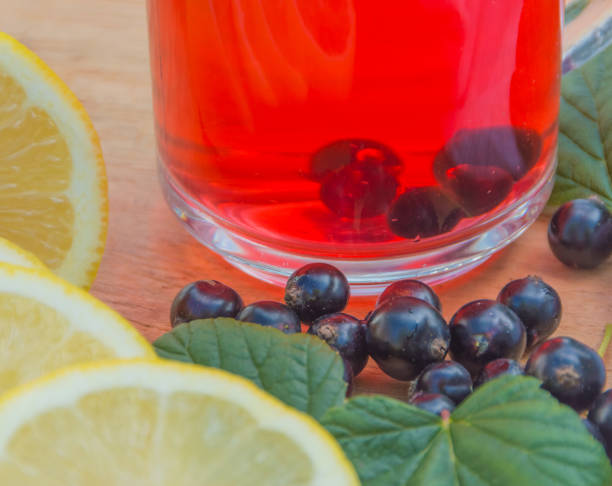 istock close-up on the table, a refreshing drink with berries, black currant and lemon 836488180