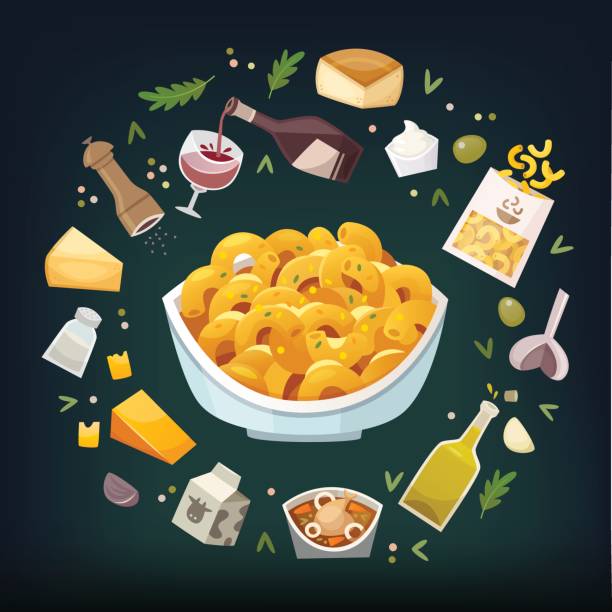 mac 및 치즈 - food and drink grated food dairy product stock illustrations