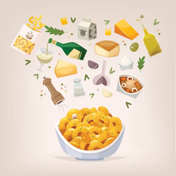 mac과 치즈 요리 - food and drink grated food dairy product stock illustrations