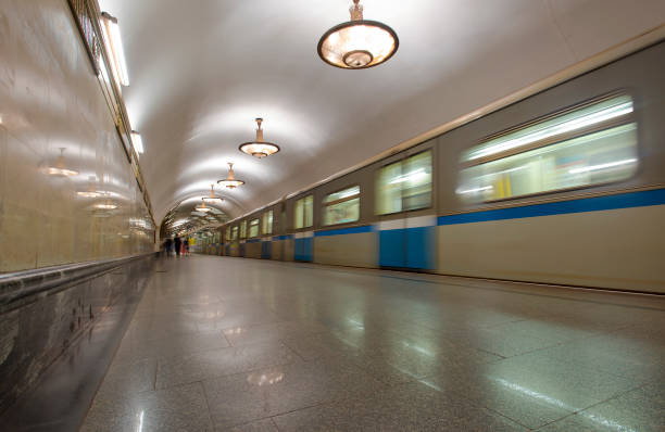 istock Train arriving to platform of a metro station 836493980