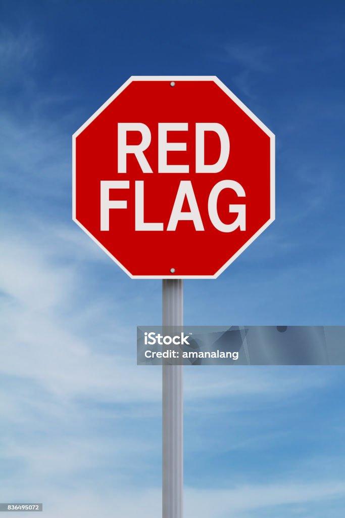 Red Flag A modified stop sign indicating Red Flag Red Stock Photo