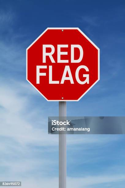 Red Flag Stock Photo - Download Image Now - Red, Warning Sign, Danger