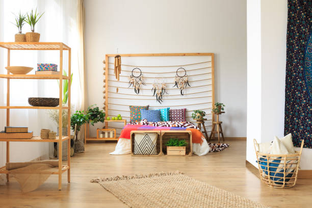 istock Bedroom in ethnic designed apartment 836497778